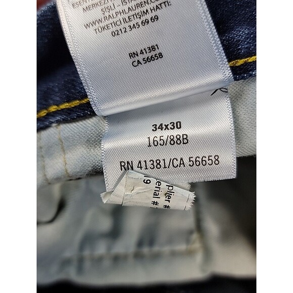 Polo Ralph Lauren Jeans Mens 34 35x28.5 Straight Blue Mid Rise Preppy Stretch - Picture 15 of 16